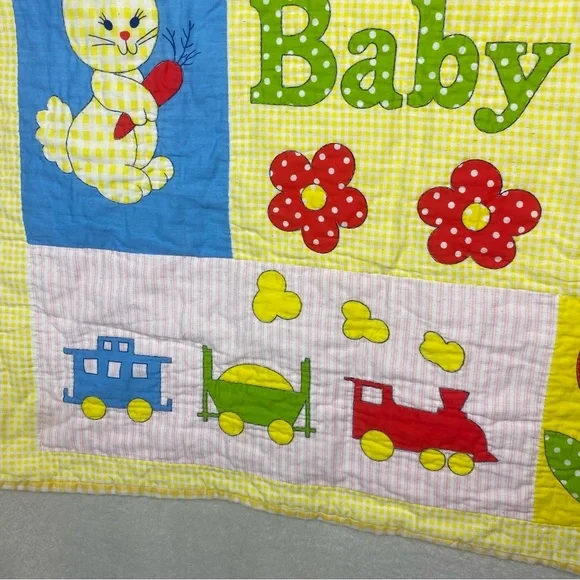 Handmade Baby Quilt Crib Blanket Bright Color Animal Patchwork 41"X34"‎ - Picture 4 of 11